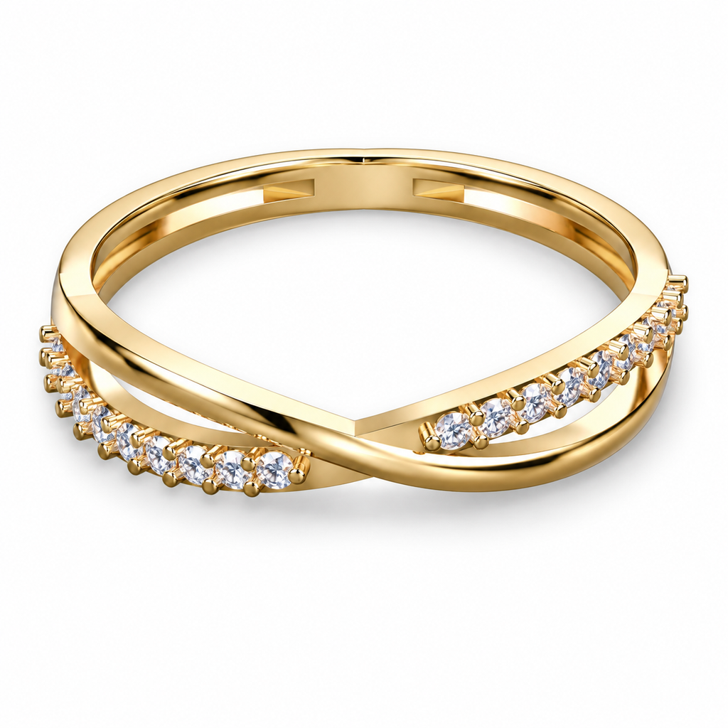 Crossover Infinity Diamond Ring - angled product view