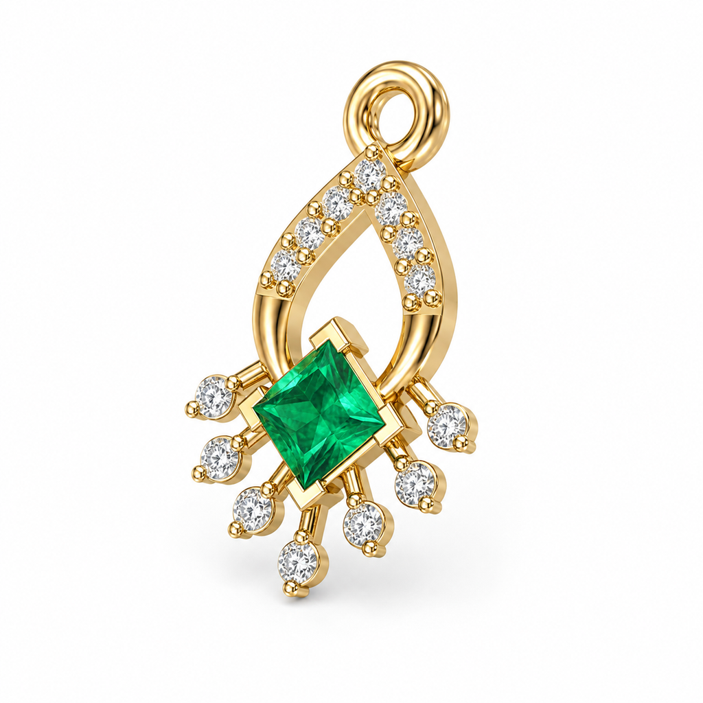 Verdant Teardrop Halo Diamond Pendant - Angle 4
