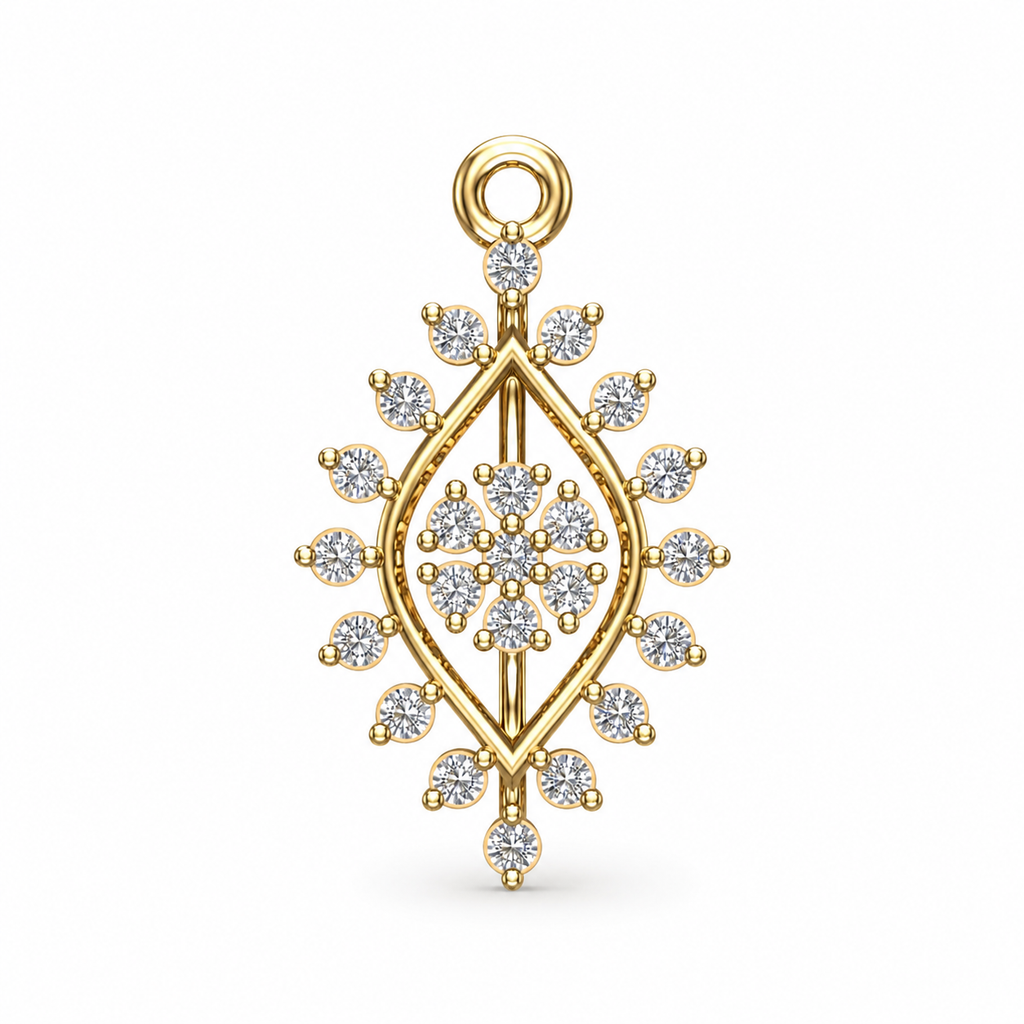 Marquise Sunburst Diamond Medallion Pendant - Angle 1