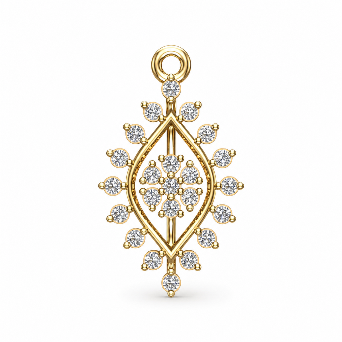 Marquise Sunburst Diamond Medallion Pendant - Angle 1