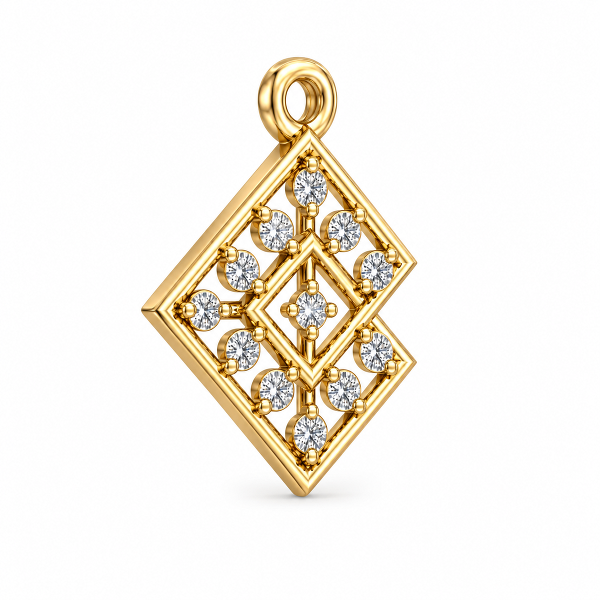 Modern Layered Rhombus Diamond Pendant - Angle 4
