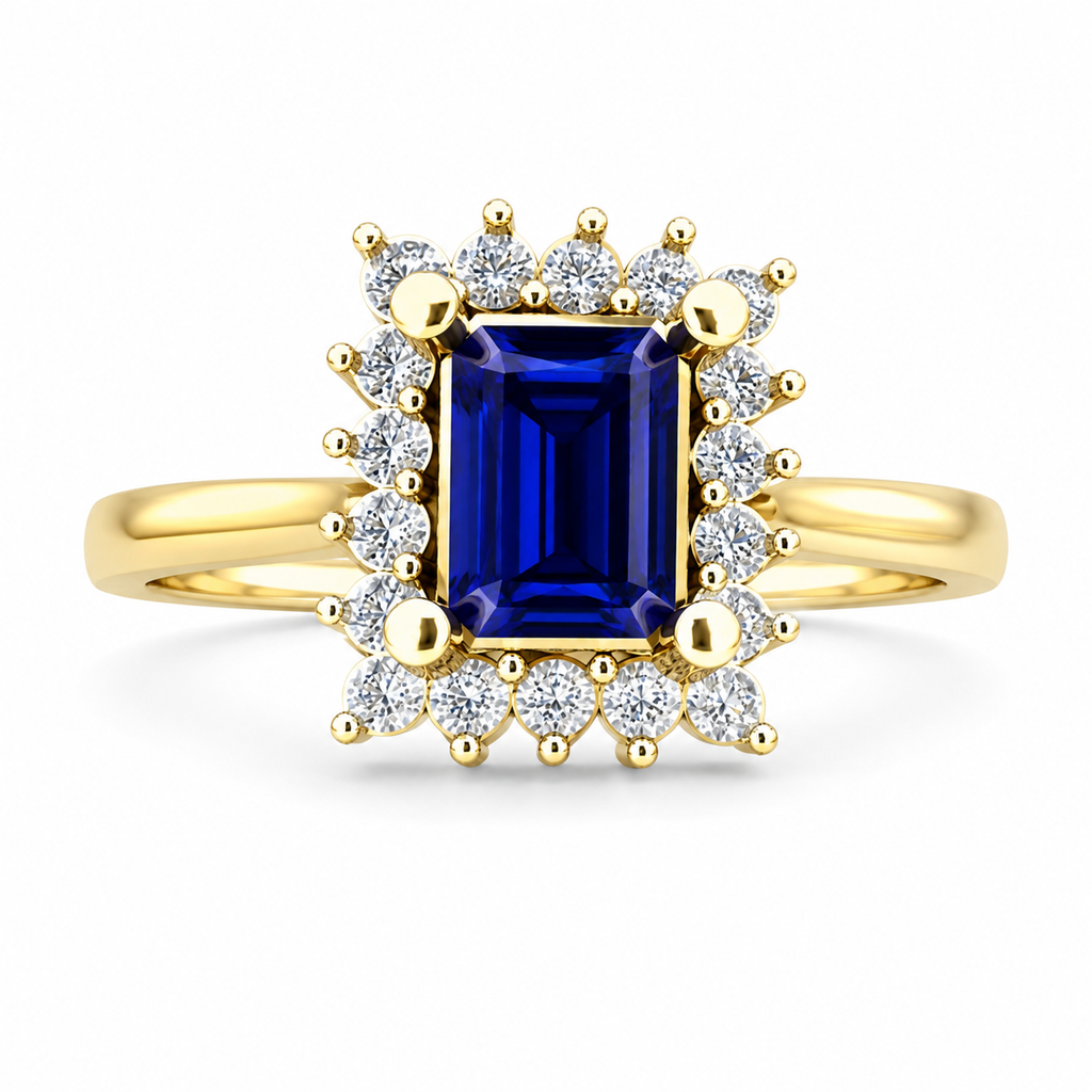 Midnight Emerald-Cut Halo Ring - view 4