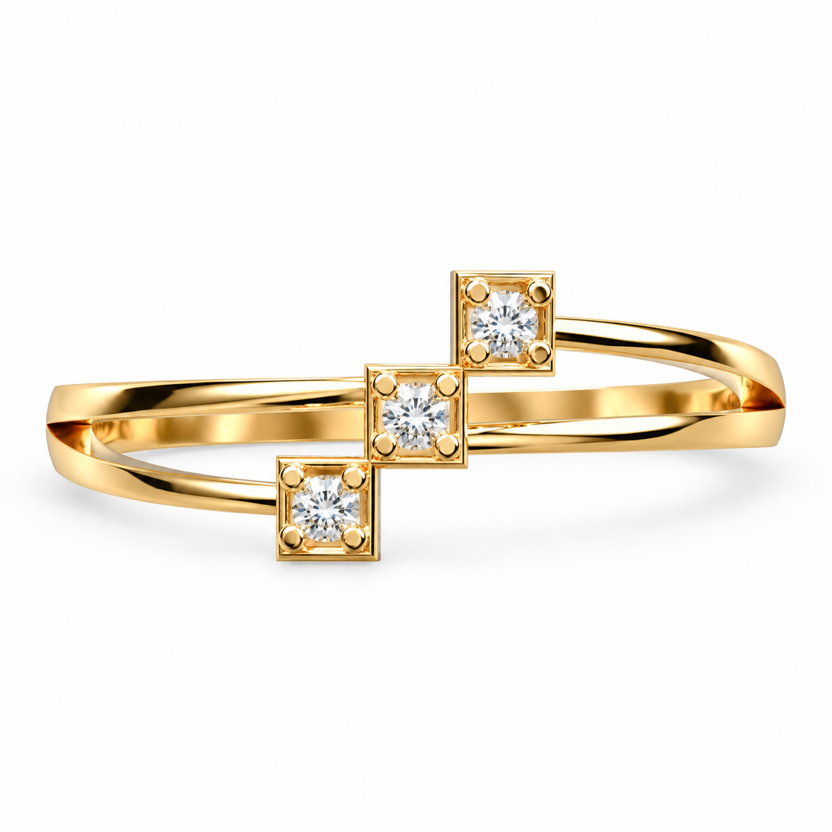 Three-Stone Stepped Diamond Ring - product view