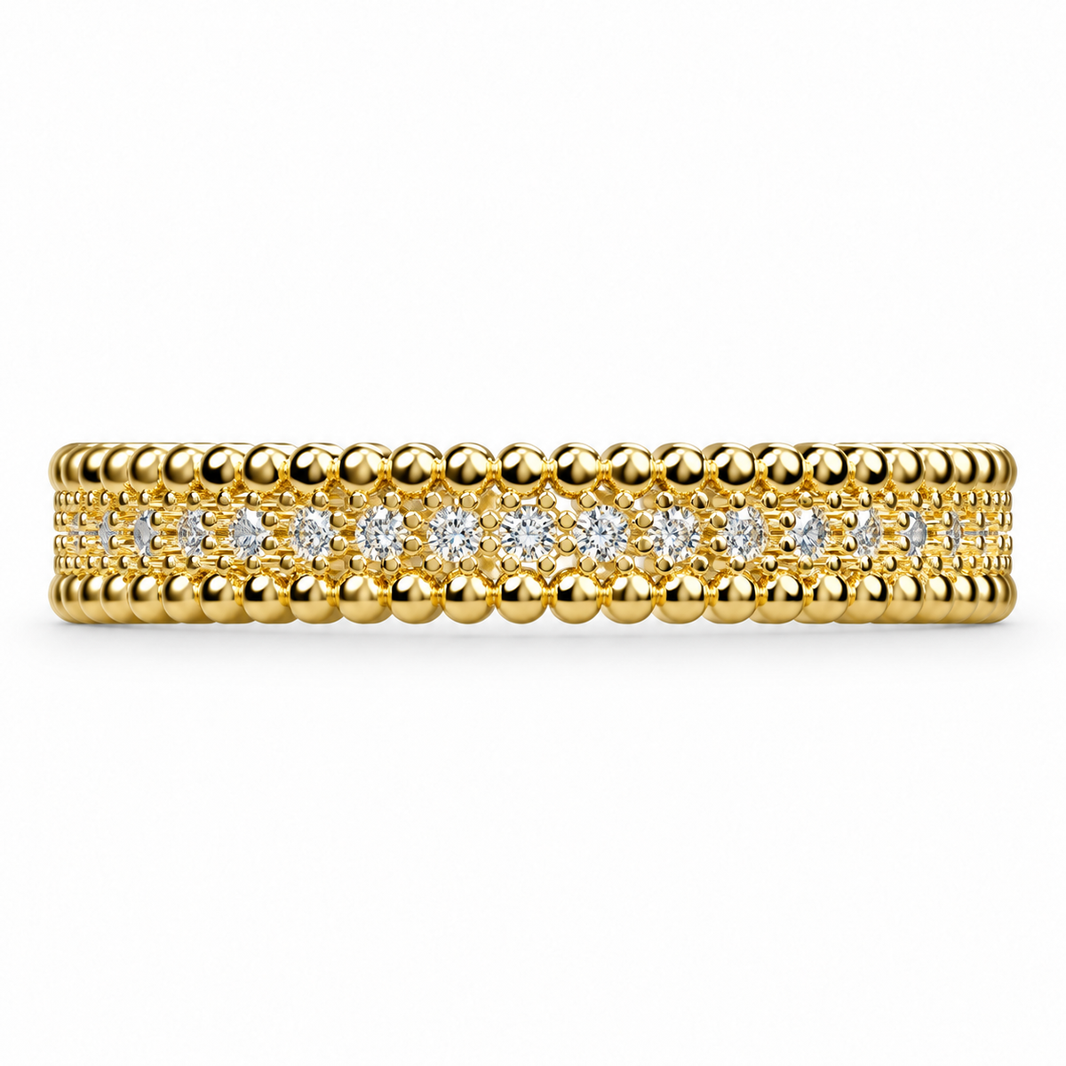 Beaded Triple-Row Diamond Band - product view