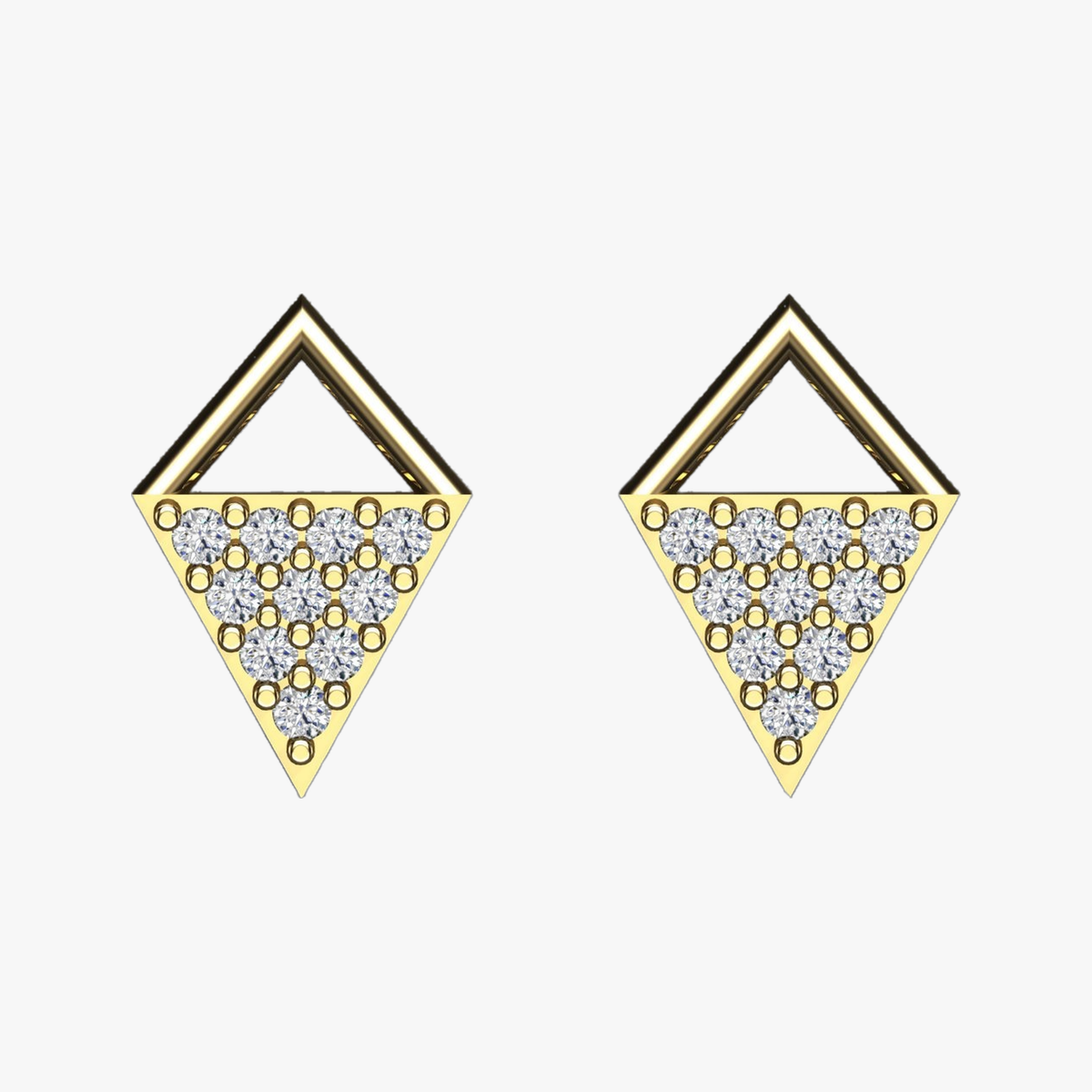 Geometric Triangle Pave Diamond Stud Earrings