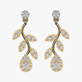 Diamond Botanical Leaf Branch Drop Earrings