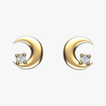 Crescent Moon Diamond Stud Earrings