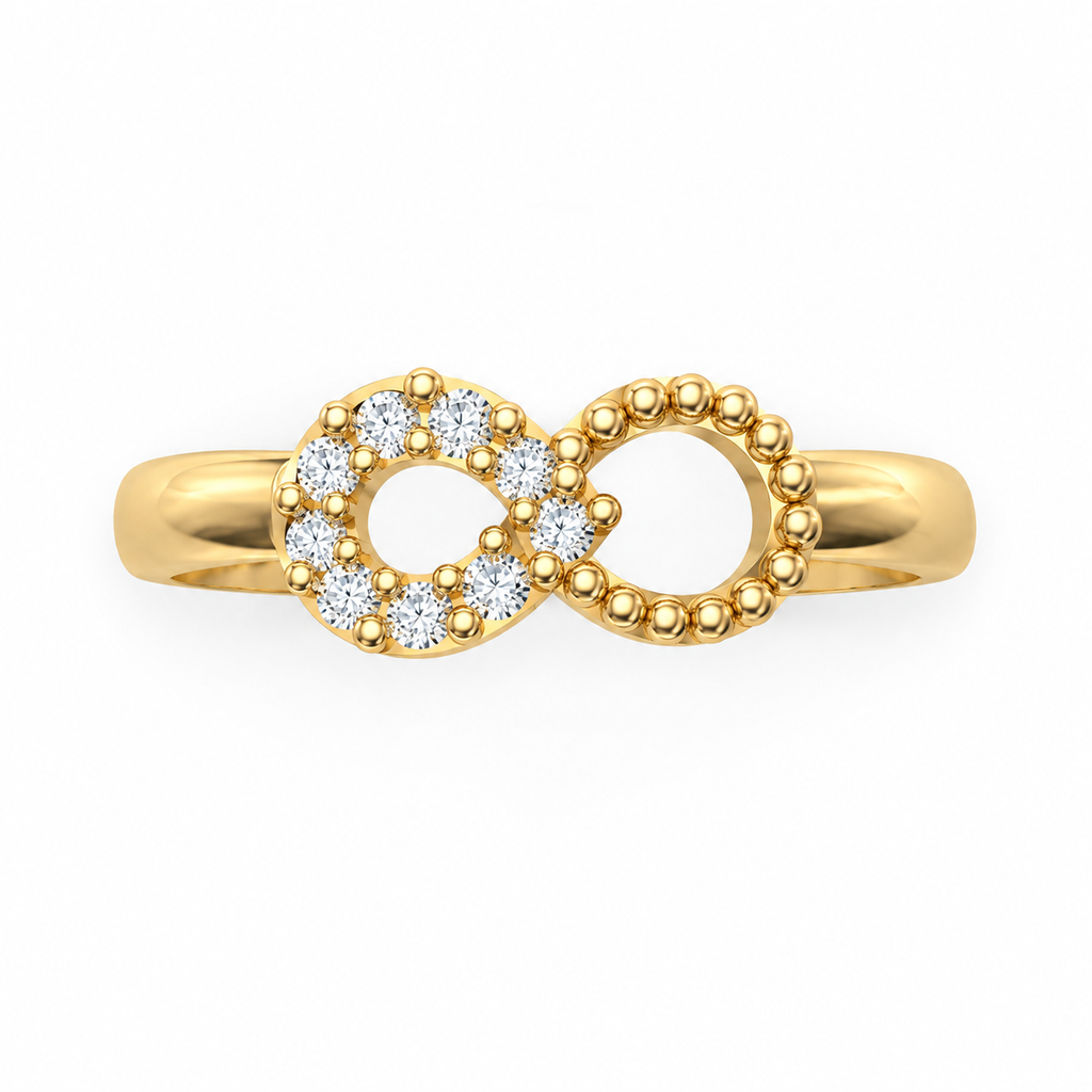 Diamond Infinity Milgrain Gold Ring - product view