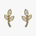 Diamond Leaf Sprig Stud Earrings