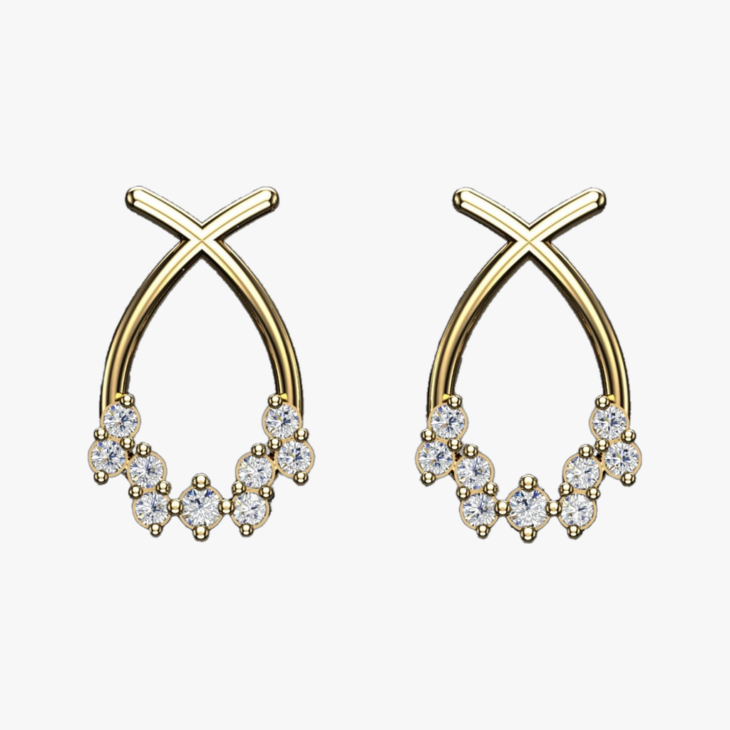 Crossover Arc Diamond Stud Earrings