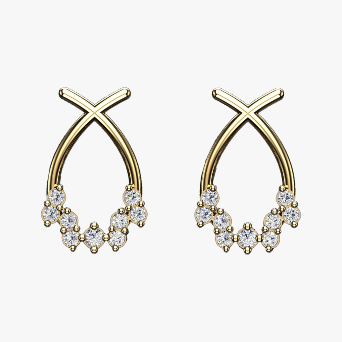Crossover Arc Diamond Stud Earrings