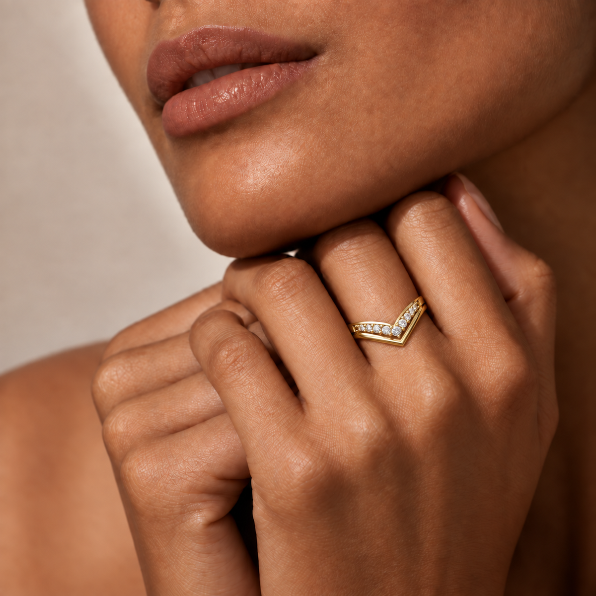 Chevron Diamond Band Ring - worn view 1